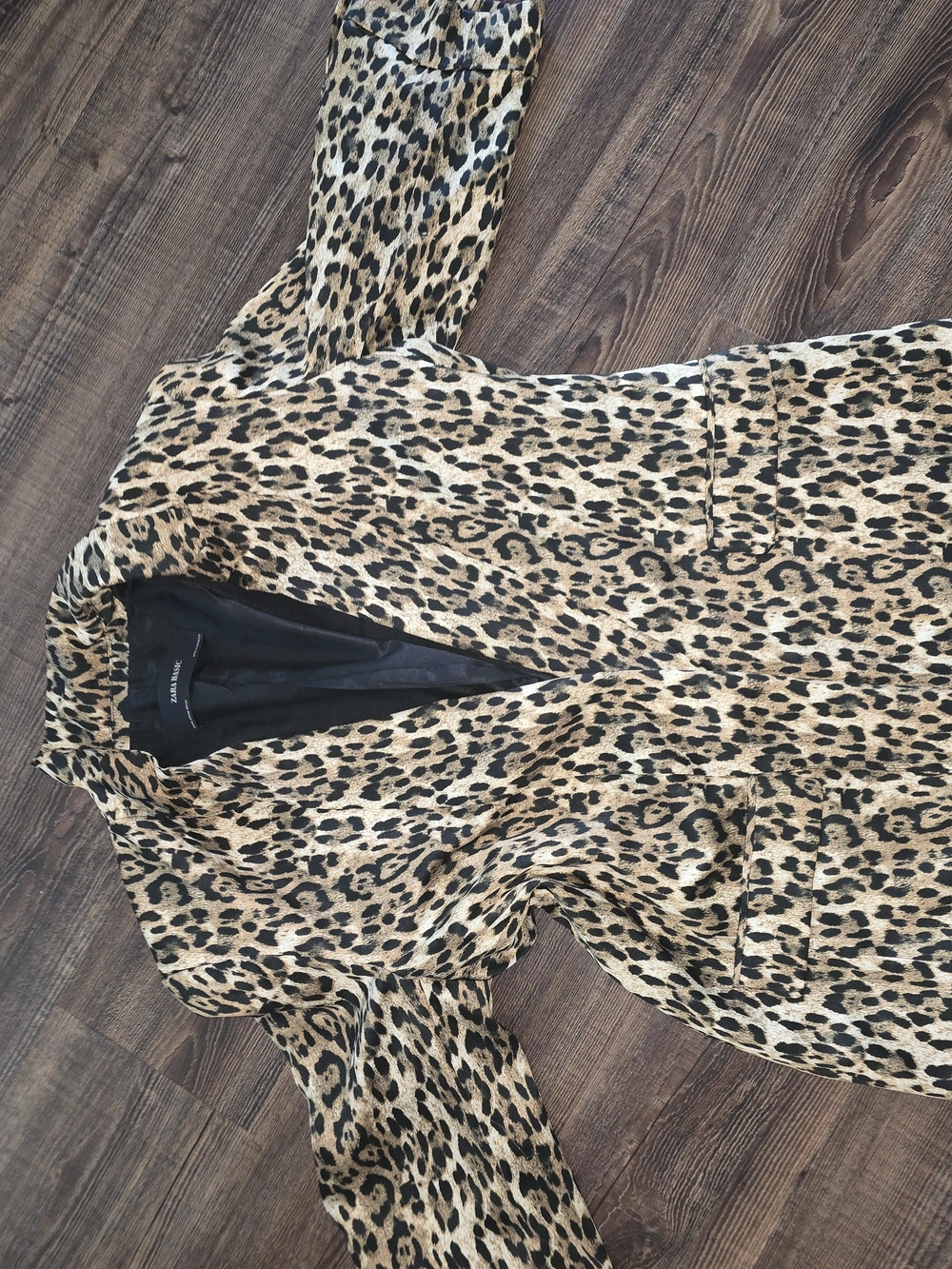 Zara Basic Leopard Print Blazer in Tan and Black - Picture 2 of 2